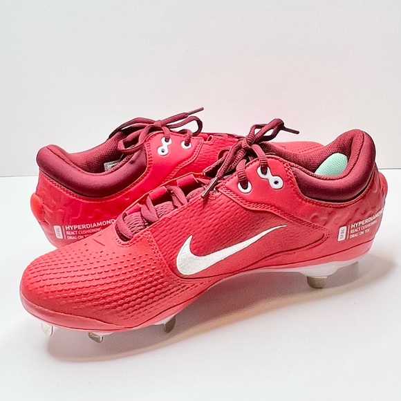 NEW Nike Women’s Hyperdiamond 4 Elite Softball Cleats Red Size 11.5 - Picture 9 of 14